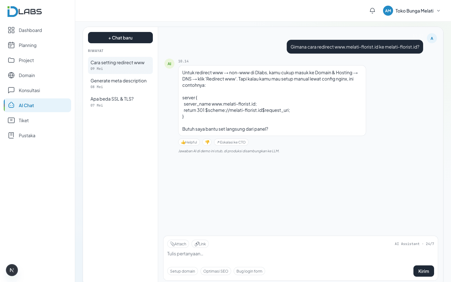 AI Chat thread Dlabs